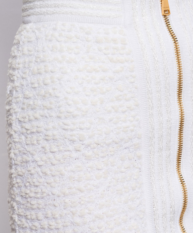 Balmain Твидовая юбка цвета айвори с шерстью HF1LC533KK12 изображение 5
