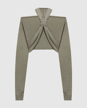 Balmain Зеленый джемпер из шелка с открытыми плечами GF0AP211KJ86