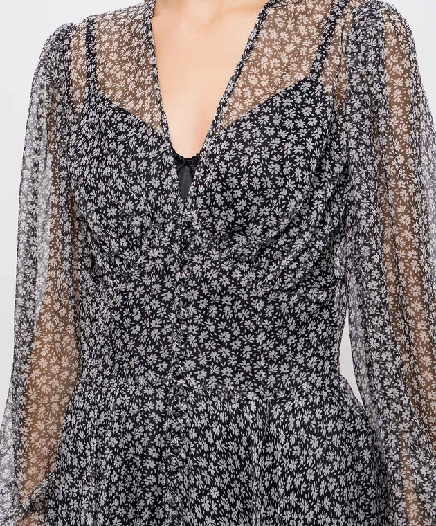 Dolce&Gabbana Чорна сукня в принт F632STIS165 зображення 4