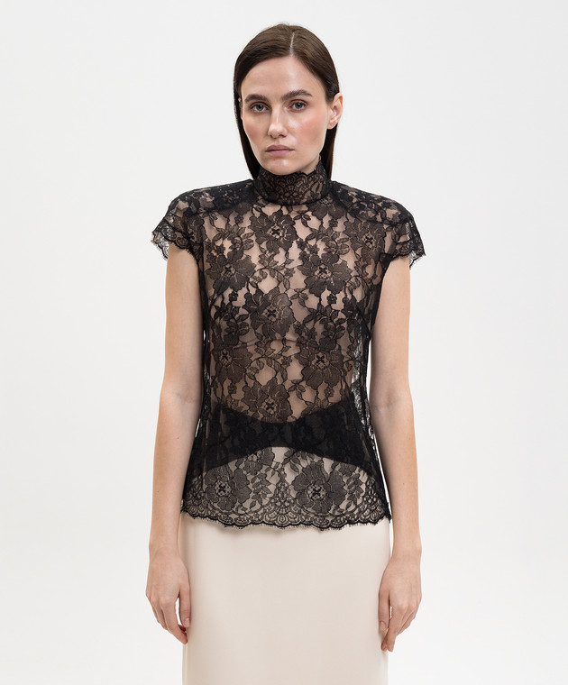 Valentino Чорний топ з мережива 8B0AEBR5A6A зображення 3
