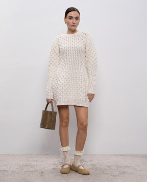 Twinset Белое платье мини из шерсти и кашемира 252TS3160