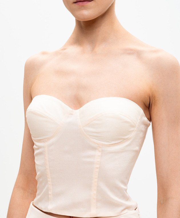 Ermanno Scervino Бежевий топ-бюстьє із шовку D482L767FWB зображення 5