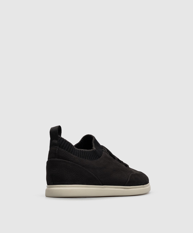 Lanciotti De Verzi Черные кроссовки из нубука SNEAKERS изображение 3