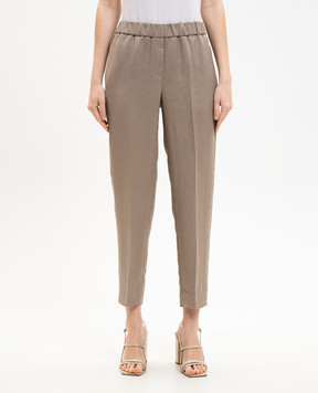 Peserico Сірі штани з льоном з ланцюжком моніль A0407206668