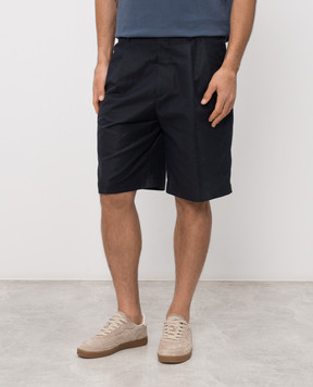 Brunello Cucinelli Синие шорты с льном MH262G0620