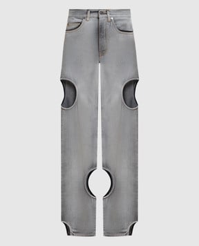 Off-White Серые джинсы Meteor с фигурными вырезами OWYA06AF25DEN001