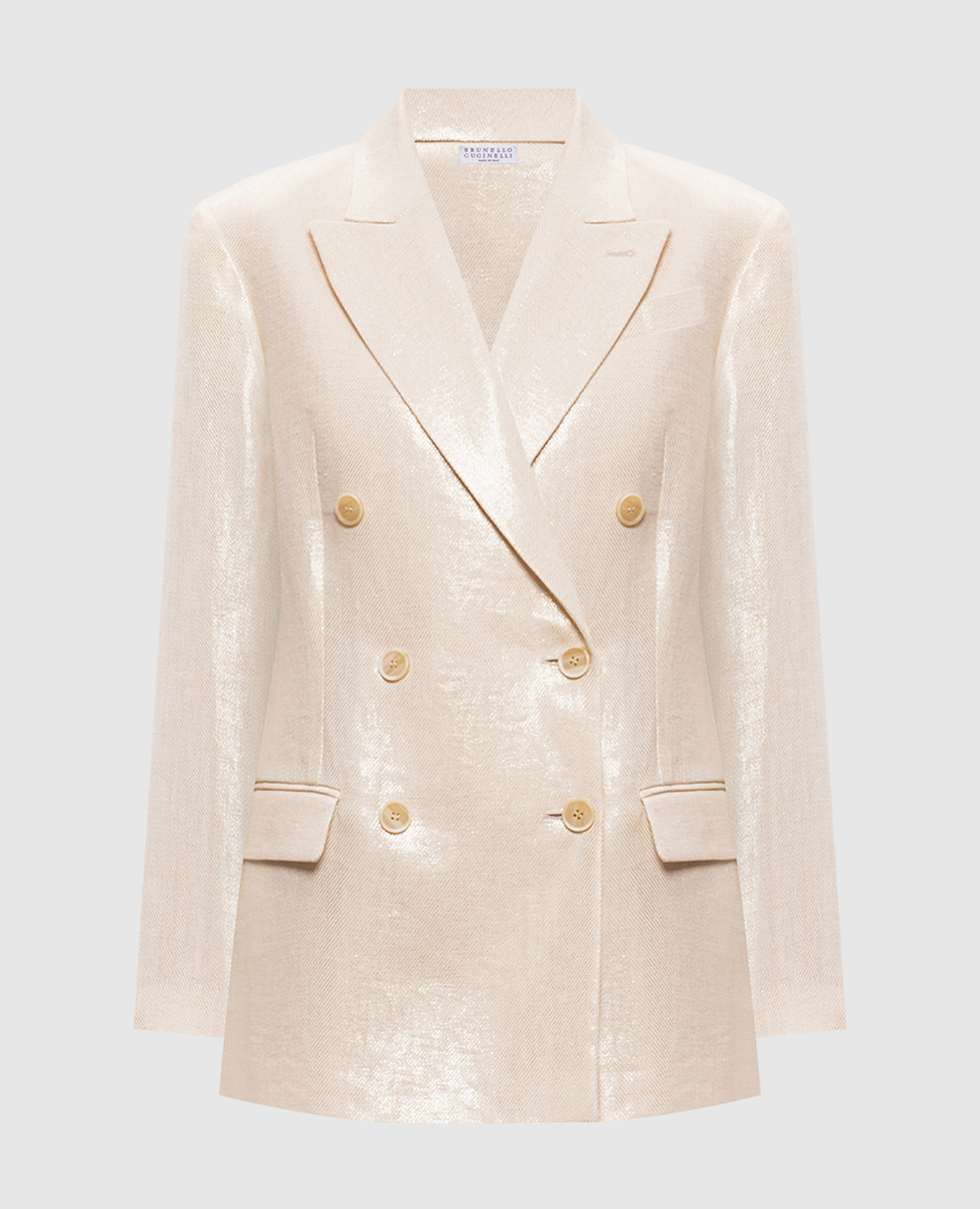 

Жакет цвета айвори из льна с люрексом, Бежевый, Жакеты