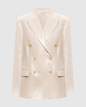 Brunello Cucinelli Жакет кольору айворі з льону з люрексом ML5967091