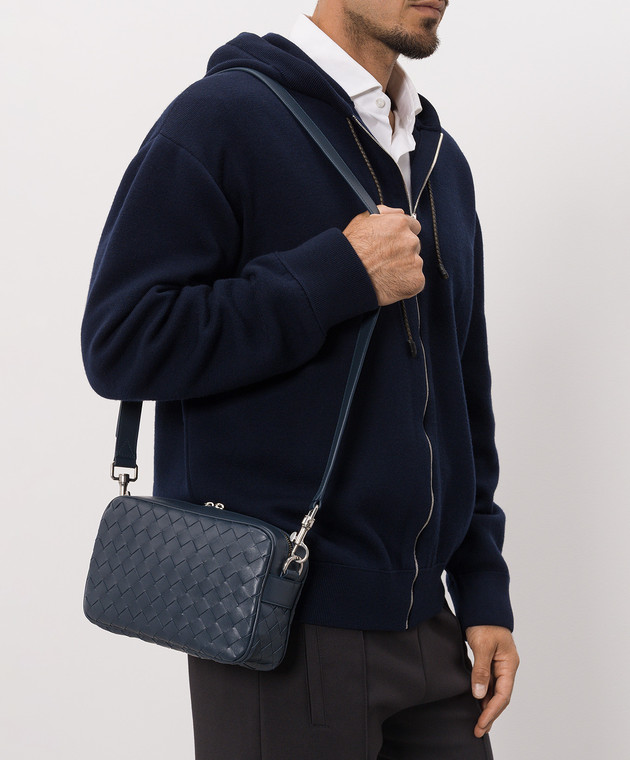 Bottega Veneta Синя шкіряна сумка з брендовим плетінням 755923V2HL1 зображення 2