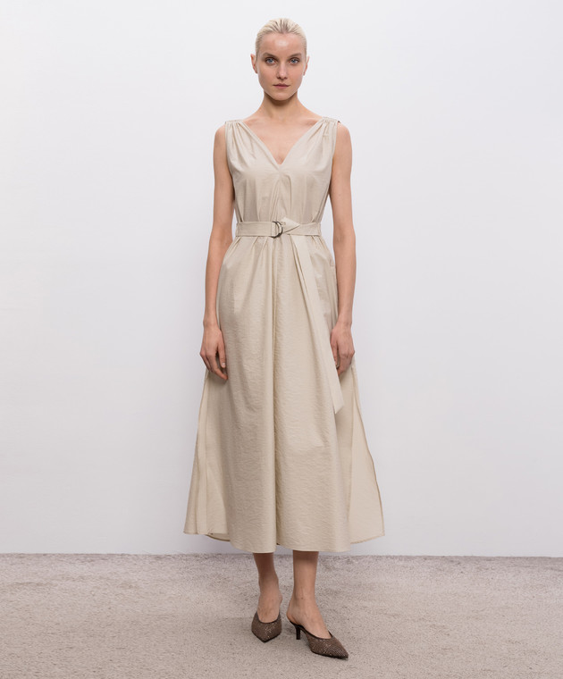 Brunello Cucinelli Бежева сукня міді M0F79A5092 зображення 3