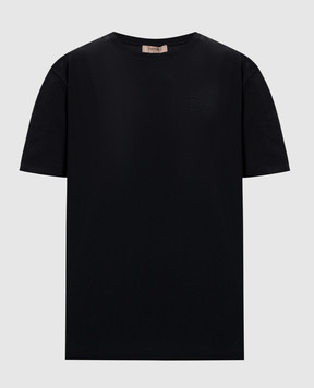Twinset Чорна футболка з фактурним логотипом 261TT2450