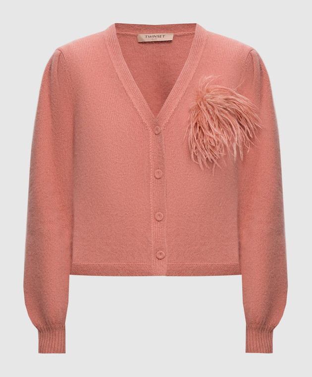 Twinset Розовый кардиган с брошью 262TP3261