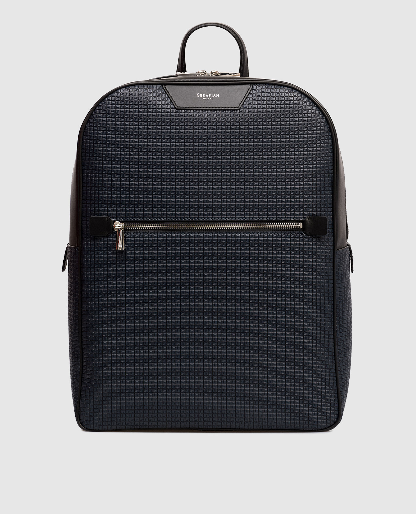 

Синий кожаный рюкзак с тиснением монограммы, Рюкзаки