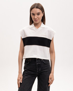 Palm Angels Белый топ с воротником-поло PWGB017S26FAB001
