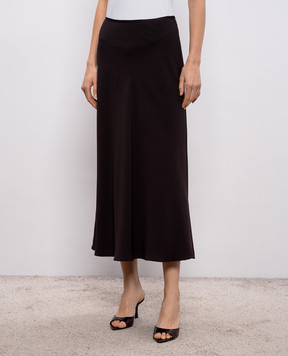 Agnona Коричнева спідниця міді із шовком TG0910XU5074