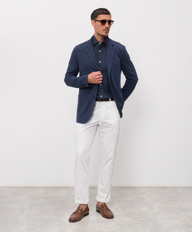 Enrico Mandelli Синяя рубашка из льна CUBANA5701 изображение 2