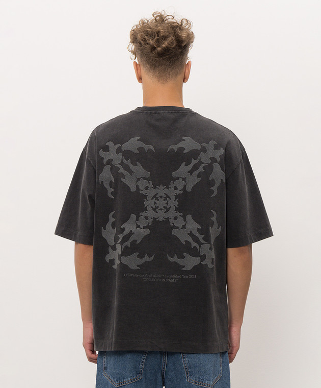 Off-White Сіра футболка з фактурним логотипом 44MAA120F26J00W зображення 4