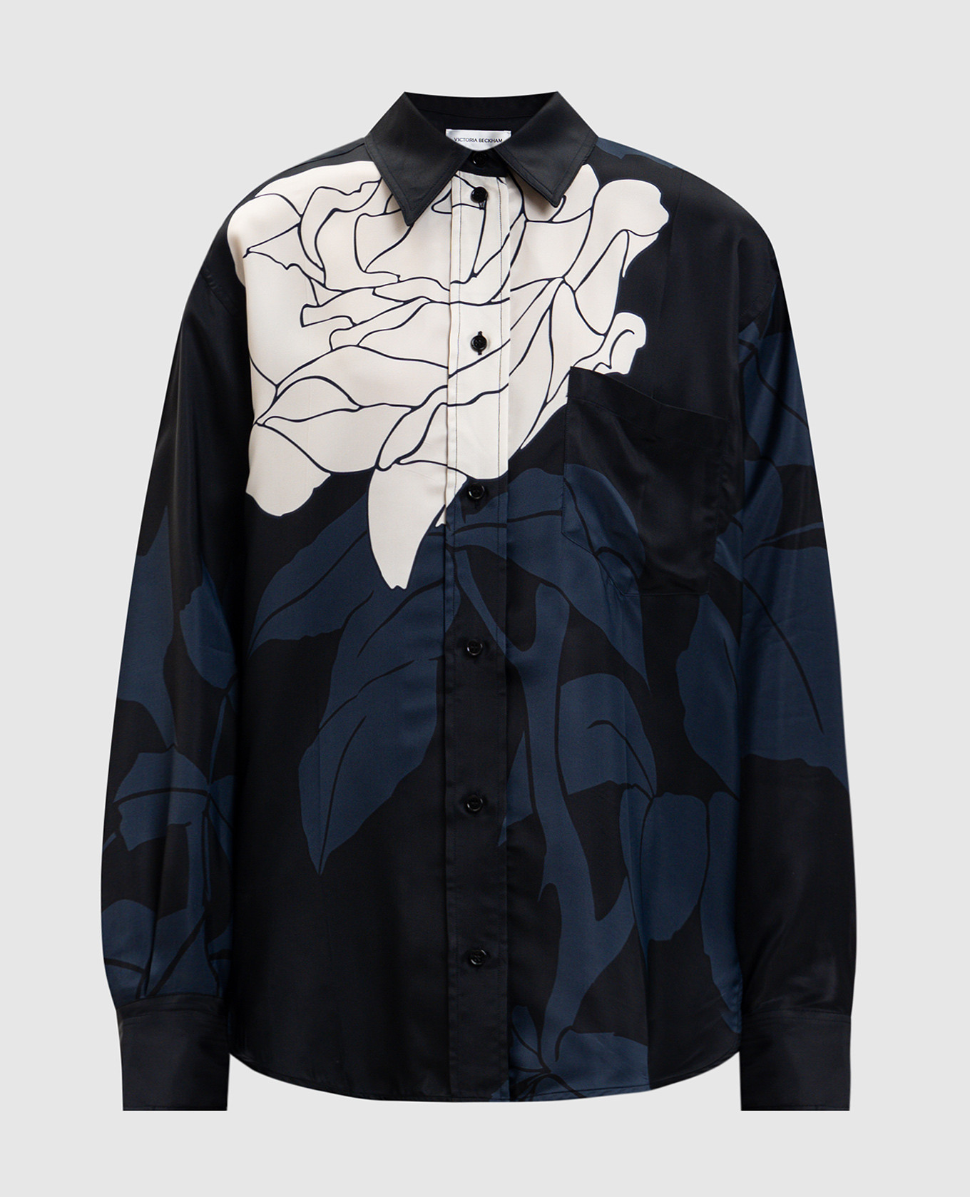 Черная блузка в цветочный принт