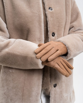 Max Mara Бежеві шкіряні рукавички LEMMA