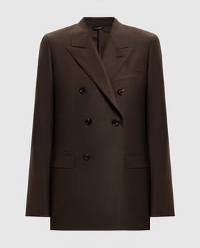 Loro Piana Коричневый двубортный жакет из шерсти FAP7500sh