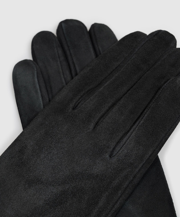 Sermoneta Gloves Чорні замшеві рукавички на хутрі кролика 307ASUEDE зображення 3