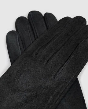Sermoneta Gloves Чорні замшеві рукавички на хутрі кролика 307ASUEDE
