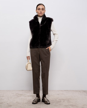 Peserico Коричневий комбінований жилет S89298F03B9T470