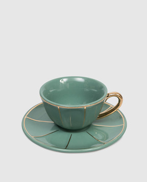 Bitossi Home Зелена порцелянова чашка для кави з блюдцем FTB00512