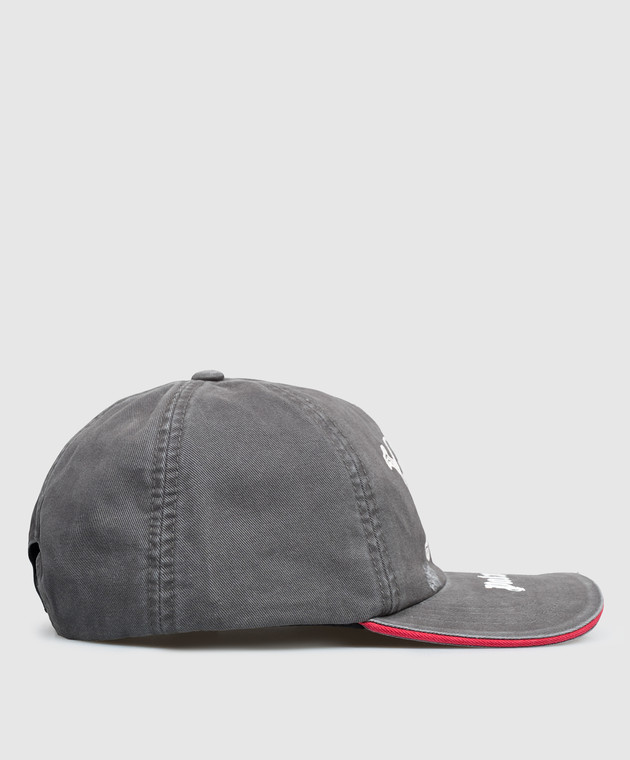 Palm Angels Сіра кепка з принтом PMLB104S26FAB006 зображення 3