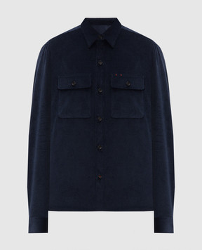 ISAIA Синяя вельветовая рубашка OSH009P9130