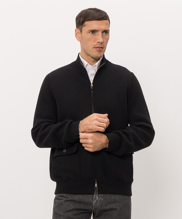 Cashmere&Whiskey Черный кардиган с шерстью и кашемиром MU10841312543R изображение 3
