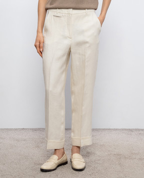 Peserico Брюки цвета айвори из льна P0413502606