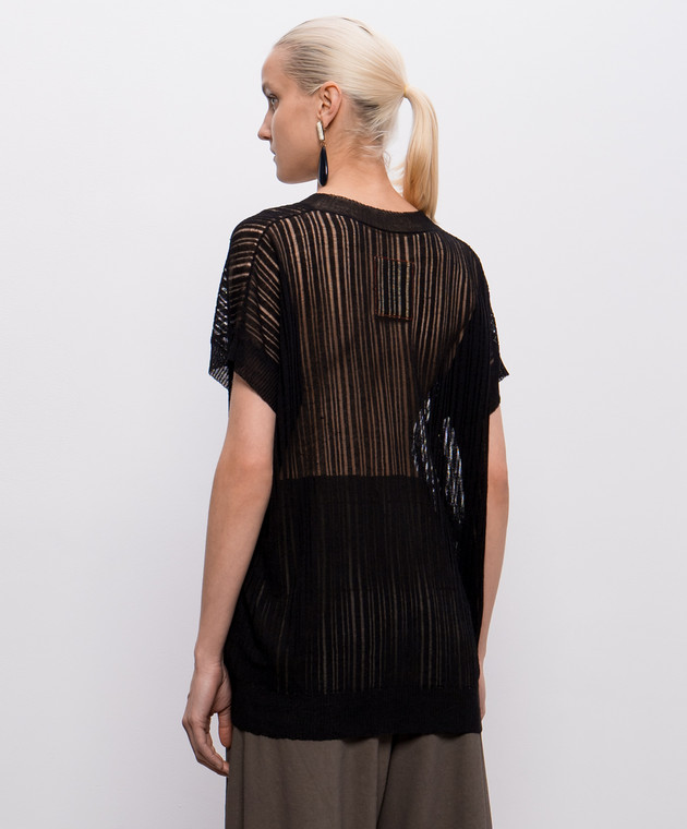 UMA WANG Чорний топ з льону UK7122 зображення 3