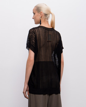 UMA WANG Чорний топ з льону UK7122