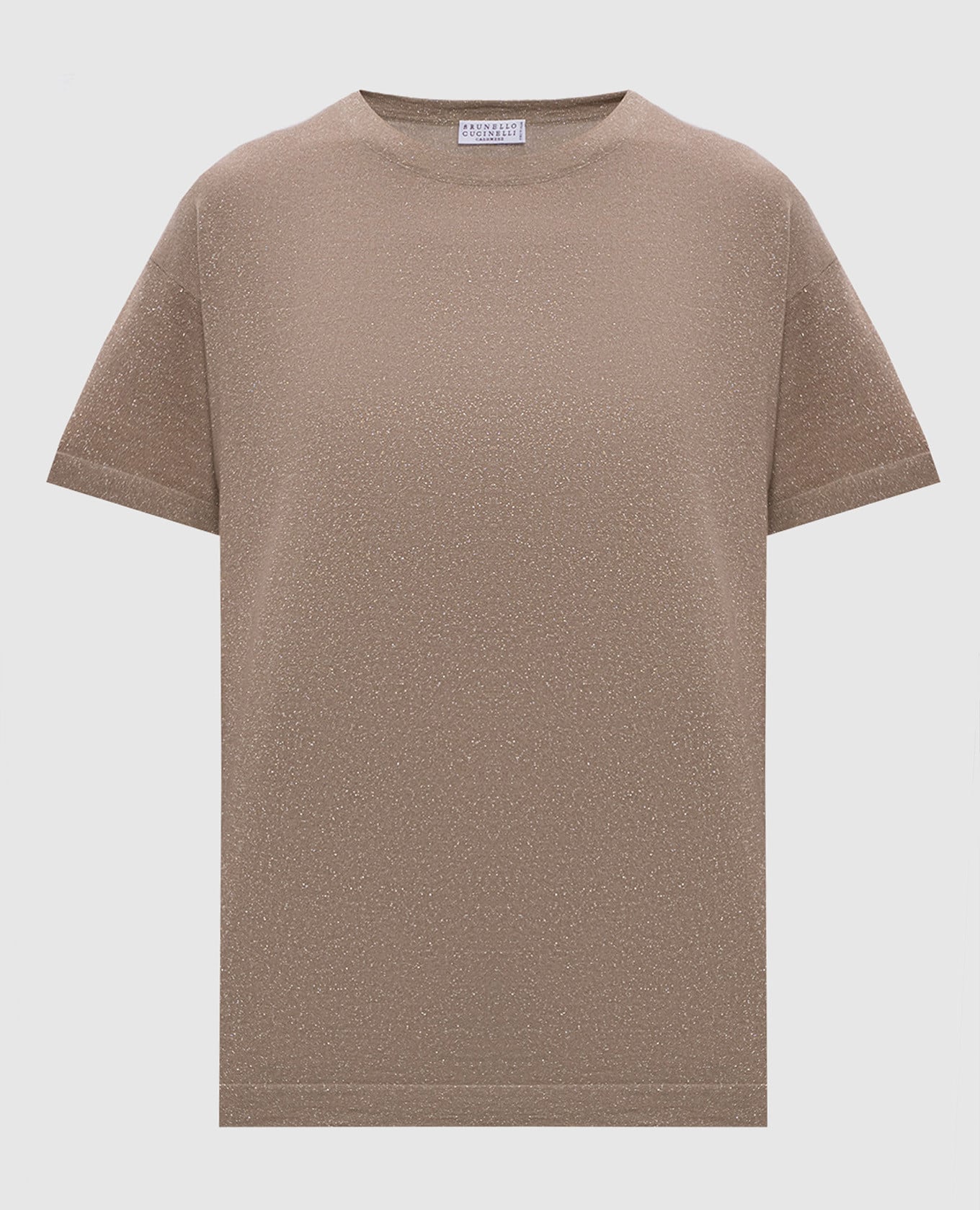 Коричневая футболка с кашемиром и шелком