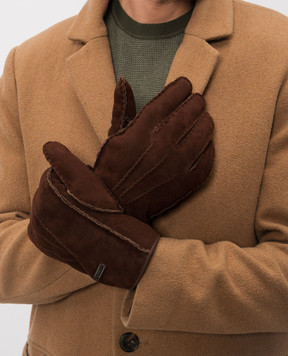 Stefano Ricci Коричневые замшевые перчатки с нашивкой логотипа M5G5300020LACONV