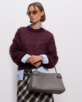Brunello Cucinelli Серая кожаная сумка с логотипом MBDKB2820P