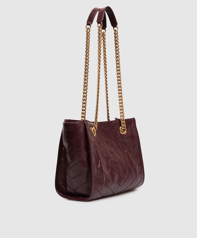 Saint Laurent Бордовая кожаная сумка-тоут NIKI 8726800EN07 изображение 4