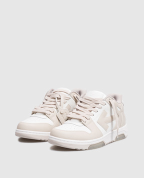 Off-White Бежеві шкіряні кросівки Out Of Office M189C9L007