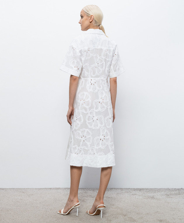 3.1 Phillip Lim Белое платье-рубашка с цветочным узором S26291083TFE изображение 3