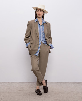 Brunello Cucinelli Синяя рубашка в полоску MH749MX706