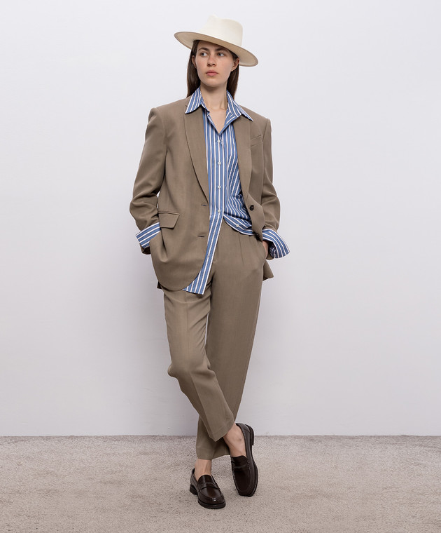 Brunello Cucinelli Синя сорочка в смужку MH749MX706 зображення 2