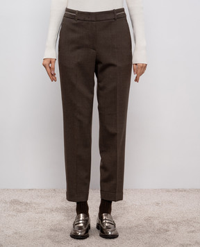 Peserico Коричневые брюки с шерстью с цепочкой мониль P0478602660