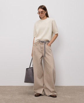 Brunello Cucinelli Топ цвета айвори из кашемира и шерсти MBM753520P