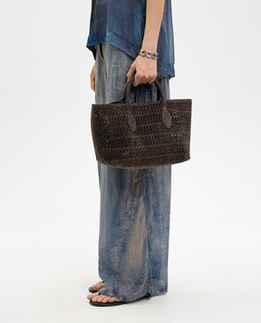 Gianni Chiarini Коричнева замшева сумка-тоут Mashup з нашивкою логотипа BS11836CMLSR