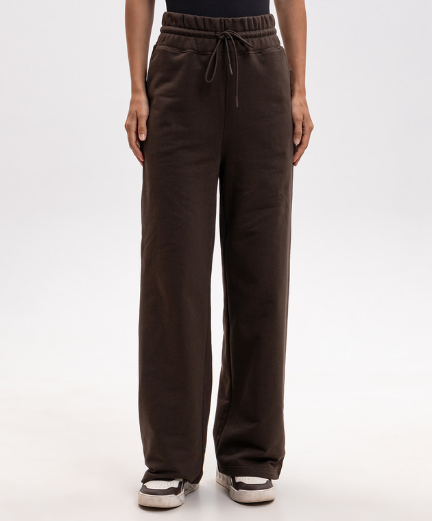Twinset Коричневые спортивные брюки с фактурным логотипом 262TP272C изображение 3