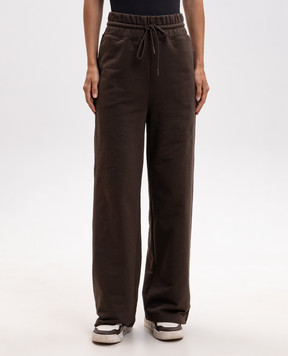 Twinset Коричневые спортивные брюки с фактурным логотипом 262TP272C