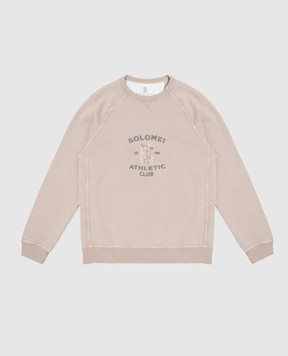 Brunello Cucinelli Детский бежевый свитшот с вышивкой монограммы BM862E513B