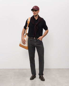 Brunello Cucinelli Черная рубашка с тканым узором M29204006