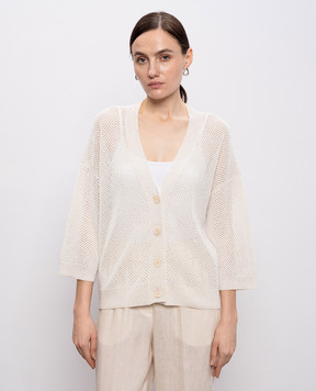 Peserico Ажурный кардиган цвета айвори A99032F129234R